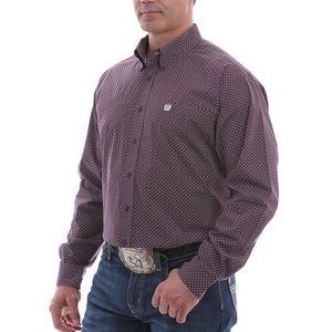 2X Cinch Button Down Shirt- Purple Print